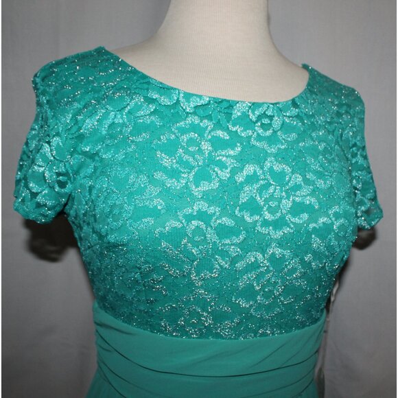 Fanny #1224 Short Chiffon & Lace Formal Dress-Size M, 2X-JADE-NEW - Picture 7 of 7